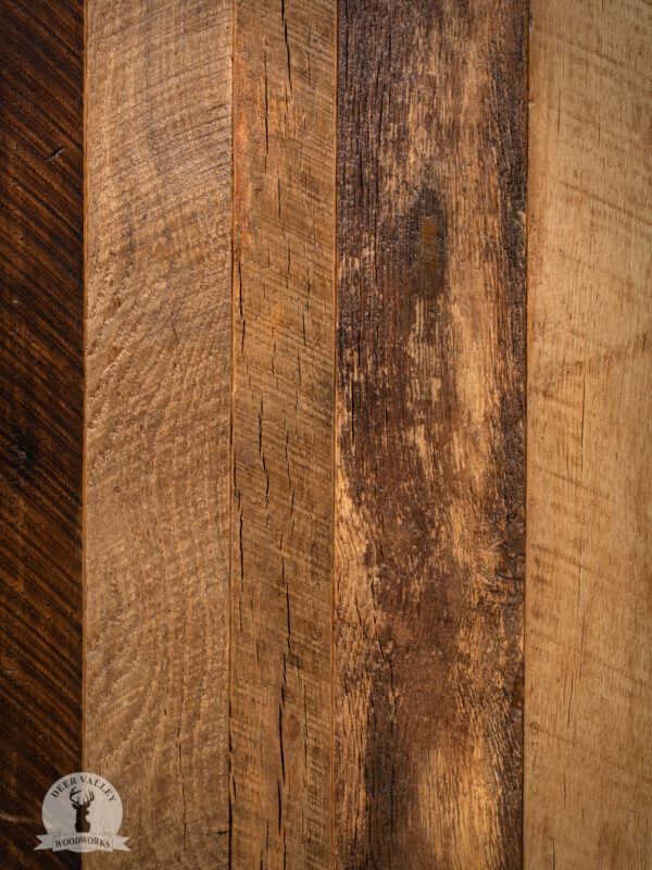 Closeup view of the detailed texture and craftsmanship of our reclaimed wood file cabinet